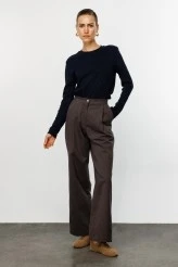 Khaki Gabardine Palazzo Pants - 3