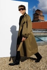 Khaki Limited Balloon Sleeve Trench Coat - 2