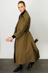 Khaki Wide Collar Trench Coat - 9