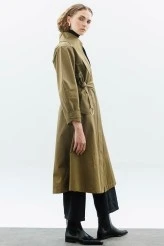 Khaki Wide Collar Trench Coat - 4