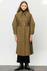 Khaki Wide Collar Trench Coat - 3