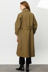 Khaki Wide Collar Trench Coat - 11