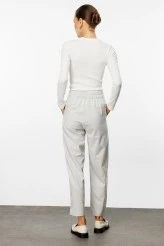 Light Gray Carrot Cut Pants with Pockets - 5