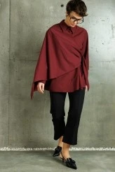 Burgundy Shirt with Removable Scarf - 2