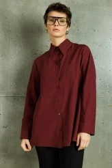 Burgundy Shirt with Removable Scarf - 5