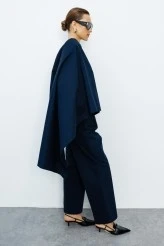 Navy Gabardine Cape Jacket - 6