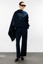 Navy Gabardine Cape Jacket - 2