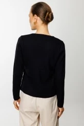 Navy Knit Blouse with Gold Buttons - 4