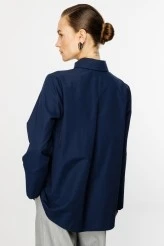 Navy Shirt with Removable Scarf - 9