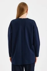 Navy Sweatshirt with Stitch Detail on the Sleeves - 6