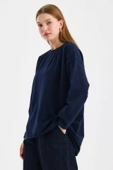 Navy Sweatshirt with Stitch Detail on the Sleeves - 5