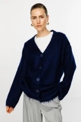 Navy Textured Knit Cardigan - 3