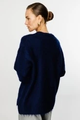 Navy Textured Knit Cardigan - 5