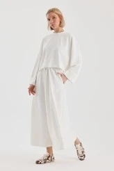 Off-White Double-Sleeve Detailed Skirted Basic Set - 2