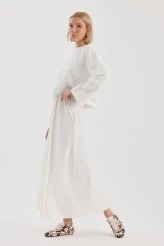 Off-White Double-Sleeve Detailed Skirted Basic Set - 4