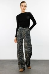 Patterned wide-leg gabardine trousers - 1