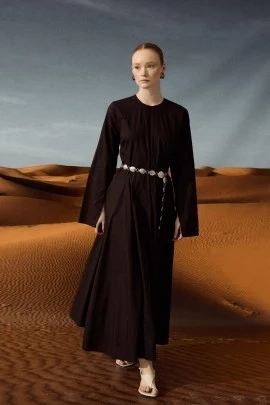 Acı Kahve Kloş Etekli Elbise - KUAD