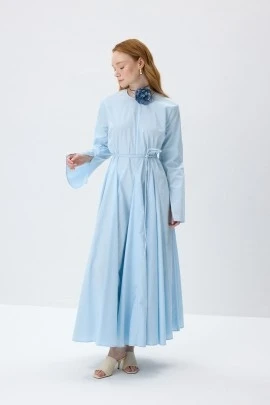 Açık Mavi Kloş Etekli Elbise - KUAD