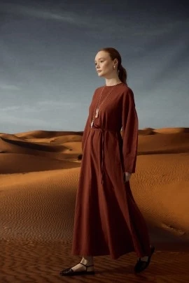 Kiremit Doğal Dokulu Elbise - KUAD