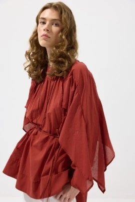 Kiremit Dökümlü Kol Vual Tunik - KUAD