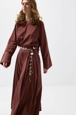 Bakır Manşetli Pamuk Crop Bluz - KUAD