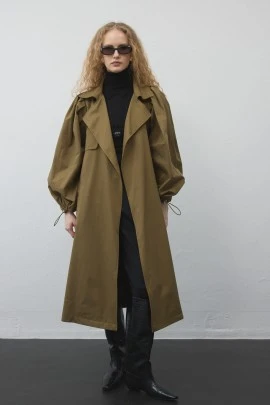 Haki Limited Balon Kol Trençkot - KUAD