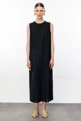 Siyah Pamuklu Astar Elbise - KUAD