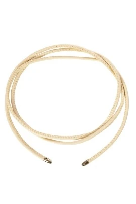 Krem Yuvarlak Suni Deri İp Kemer - 