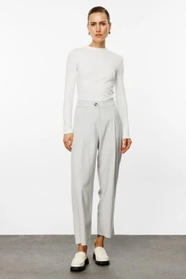 Açık Gri Havuç Kesim Cepli Pantolon - KUAD