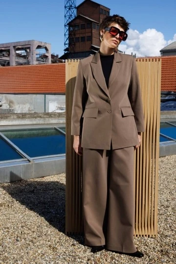 Haki Pilili Palazzo Pantolon - (1)