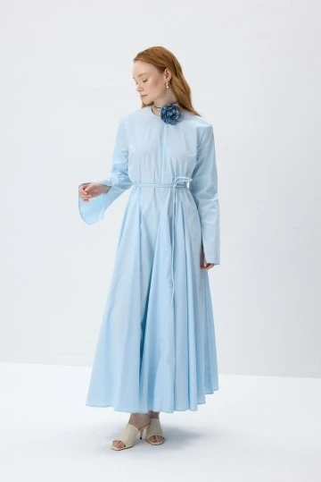 Açık Mavi Kloş Etekli Elbise - KUAD