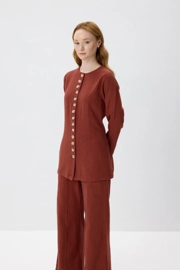 Terracota Natural Shirt with Adjustable Waist - KUAD (1)