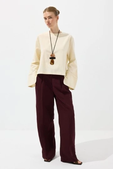 Butter Cuff Cotton Crop Blouse - KUAD (1)