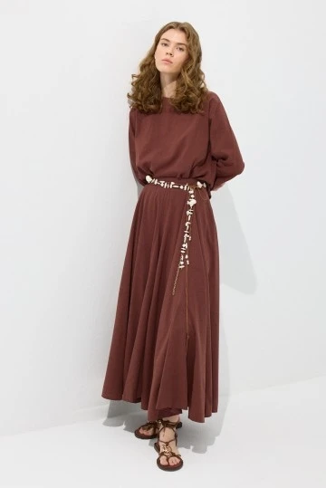 Copper Flounced Cotton Skirt - KUAD