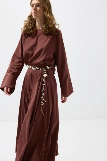 Copper Cuff Cotton Crop Blouse - KUAD