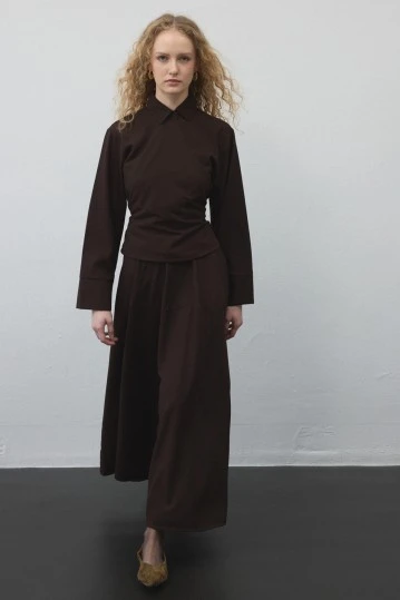 Dark Brown Belted Wrap Shirt - KUAD (1)