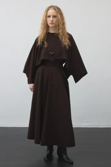 Dark Brown Flared Circle Skirt - KUAD (1)