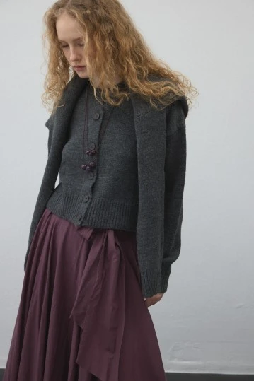 Anthracite Buttoned Knit Cardigan - KUAD