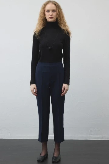 Navy Blue High Rise Flare Pant - KUAD