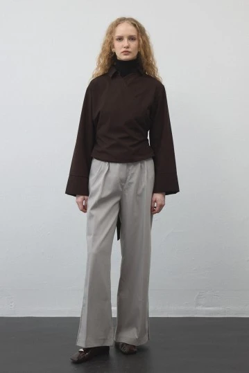 Stone Pleated Palazzo Trousers - KUAD