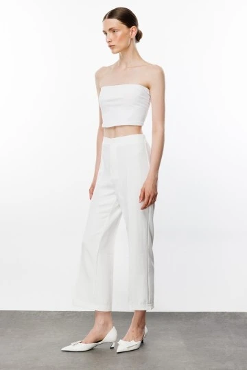 Ecru High Rise Flare Pant - KUAD (1)