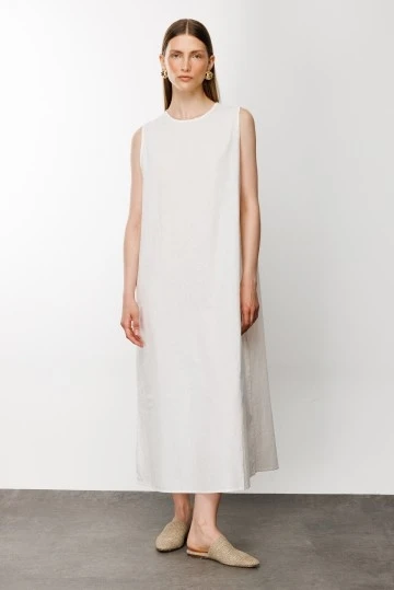 White Cotton-Lined Dress - KUAD
