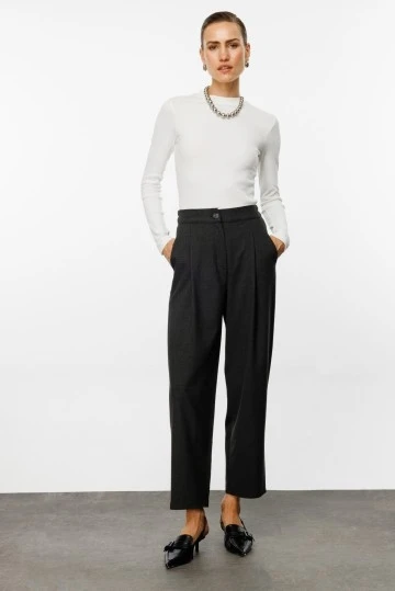 Charcoal Carrot Cut Pants with Pockets - KUAD