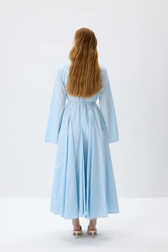 Soft Blue Fit-and-Flare Dress - 8