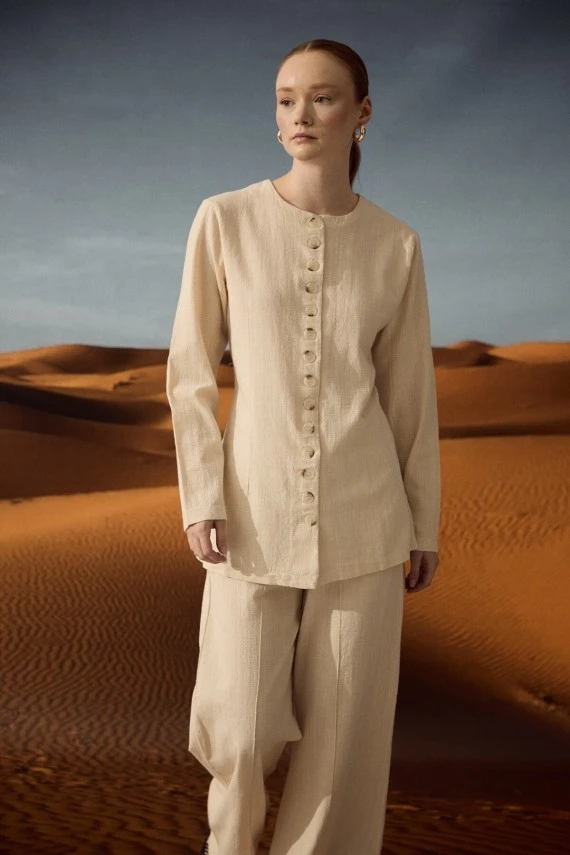 Natural Shirt with Adjustable Waist - 2