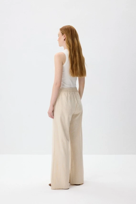 Natural Textured Pintuck Trousers - 6