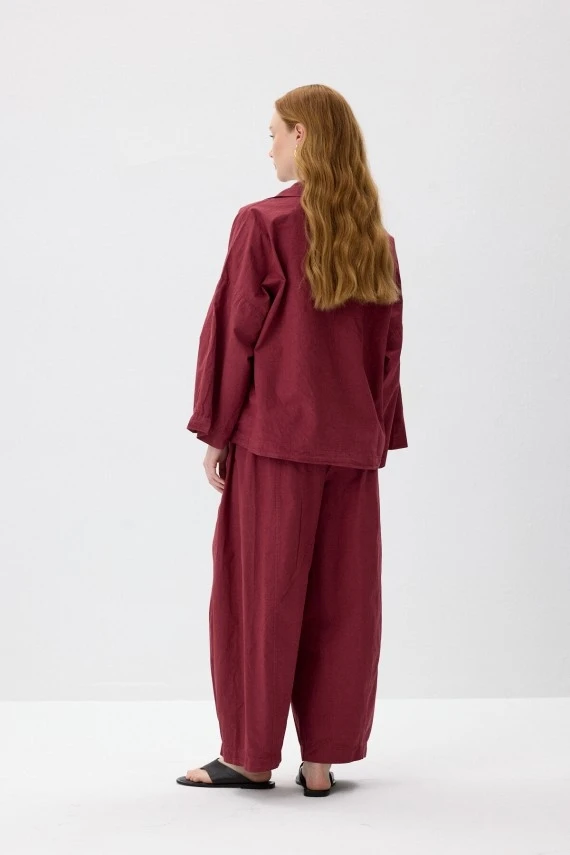 Vişne Oversize Rahat Kesim Pantolonlu Takım - 6