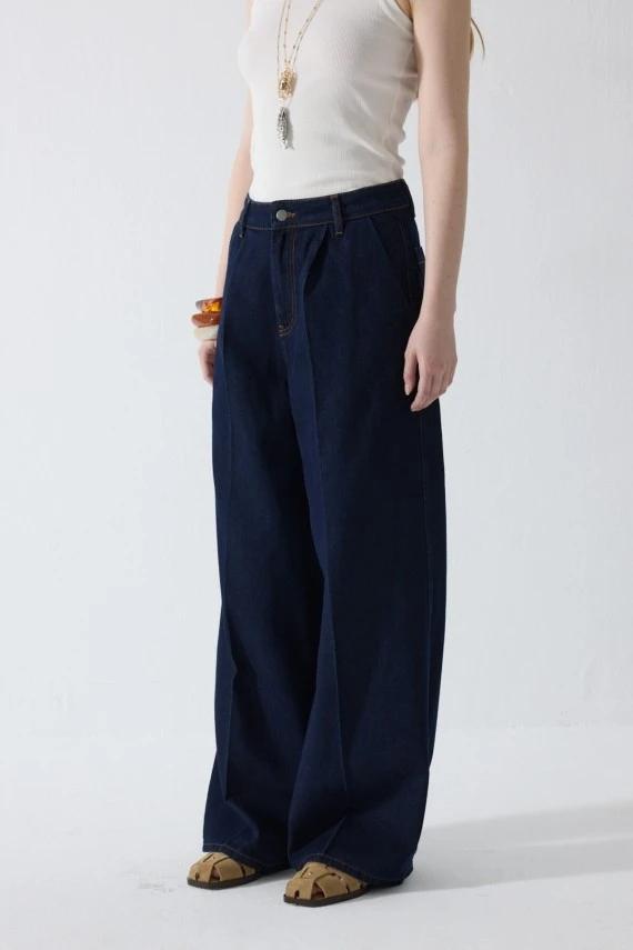 Palazzo Kesim Denim Pantolon - 6