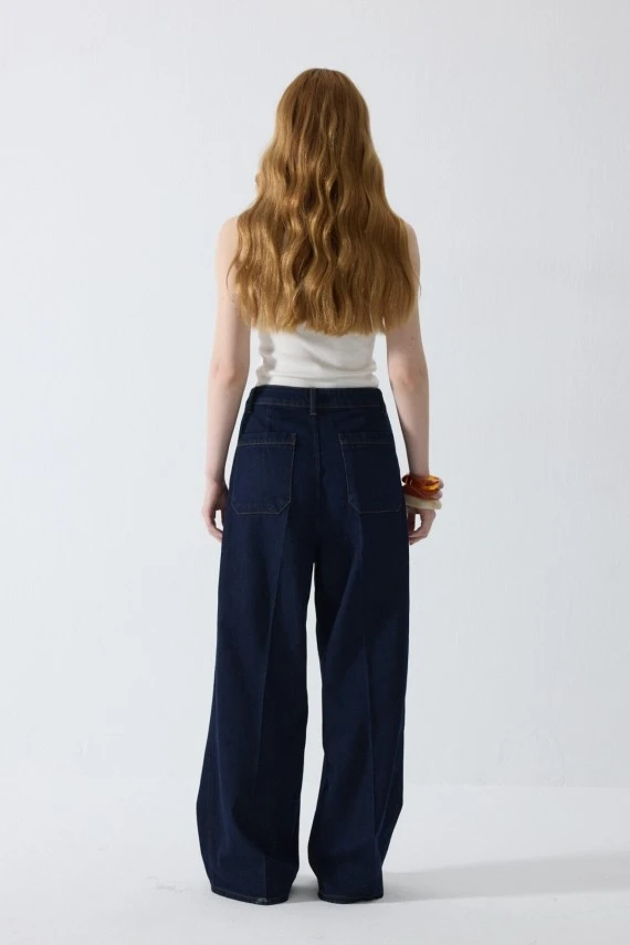 Palazzo Kesim Denim Pantolon - 7