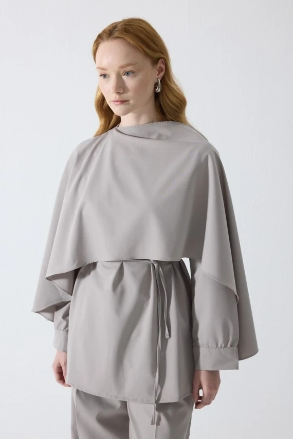 Stone Drape Neck Design Blouse - 3